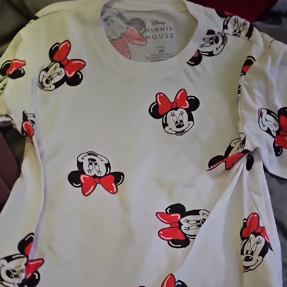 Disney White Tee with Minnie Mouse and Red Accents